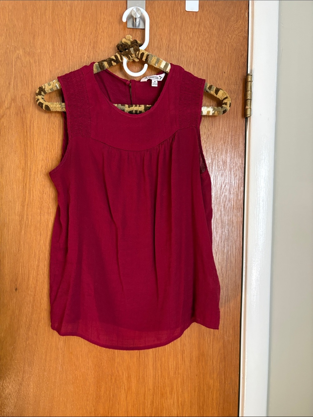Nanette Lepore Sleeveless Crochet Yoke Tank - Wine Red
